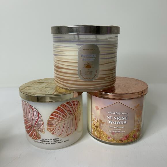 Bath & Body Works Candles Pink Pineapple Sunrise Bronzed Sunset & Sunrise Woods - Picture 1 of 6